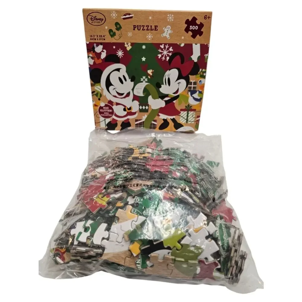 Disney Store Christmas Mickey & Minnie 500 Piece Puzzle Plastic Bag Sealed New